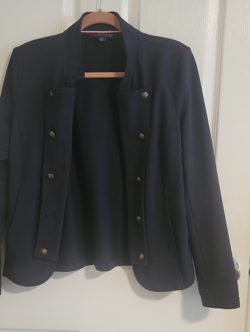 New Without Tags Tommy Hilfiger Navy Military-Sty1le Double-Breasted Blazer